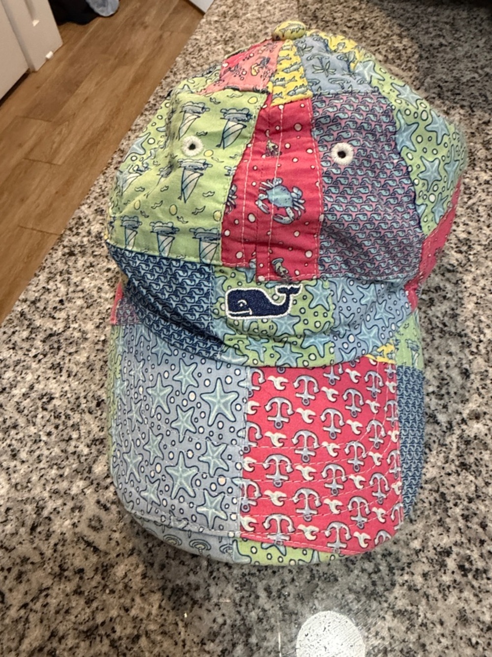 Vineyard Vines Patchwork Nautical Whale Cap - Blue, Green, Coral, Yellow